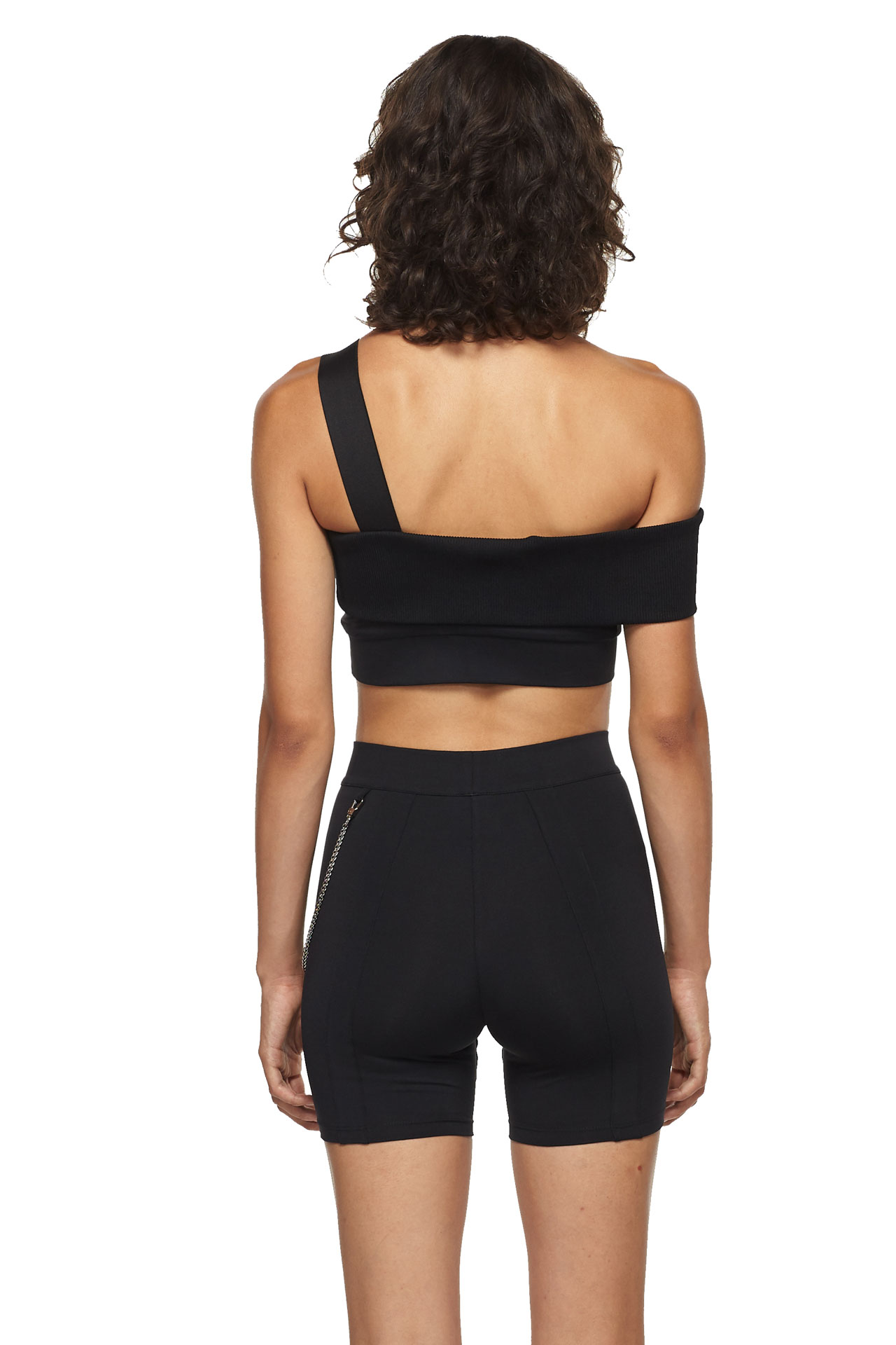 Black Sports Bra with One Strap NEW YORK PILATES