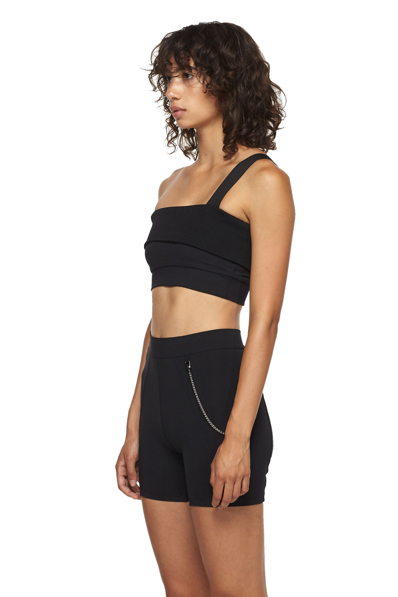 Black Sports Bra with One Strap NEW YORK PILATES