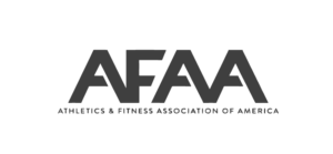 The image shows the bold, black logo of AFAA with "ATHLETICS & FITNESS ASSOCIATION OF AMERICA" below in smaller capitals—learn from the team that revitalized reformer Pilates and start teaching in 6 months or less.