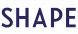 The word SHAPE is written in bold, dark blue, uppercase letters on a light gray background.