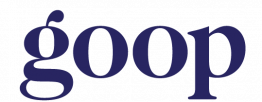 The word goop is written in bold, dark blue lowercase serif font on a light gray background.