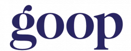 The word goop is written in bold, dark blue lowercase serif font on a light gray background.