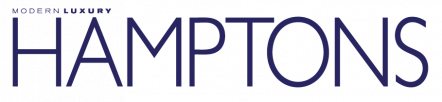 Logo for Modern Luxury Hamptons magazine, with MODERN LUXURY in small uppercase letters above HAMPTONS in large, bold, dark blue uppercase letters on a light background.